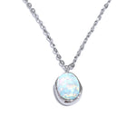 Exquisite Stylish Processed Opal Stone Minimalist Small Chic Pendant NecklaceYH1217A Steel