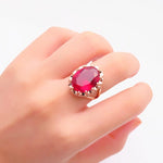 Rose Gold Inlaid Oval Ruby Resizable RingRing