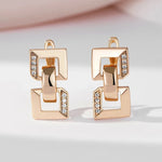 Square Chain Shape 585 Rose Gold Color Earrings For Women