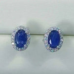 Earrings for Women 100% 925 Sterling Silver Sapphire Stud Earrings