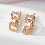 Square Chain Shape 585 Rose Gold Color Earrings For Women