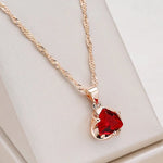 New Romantic Red Natural Zircon Necklace for Women Rose Gold