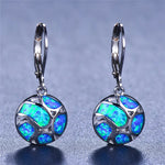 Fire Opal Long Dangle Earrings For Women Cute Round Geometric