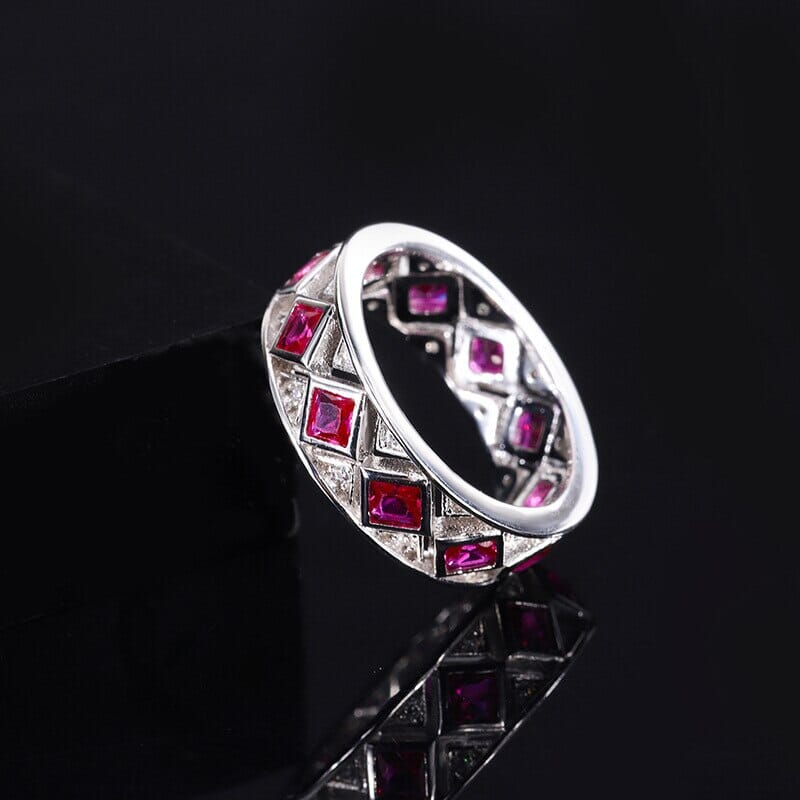 Shiny Ruby 925 Sterling Silver Band RingRing