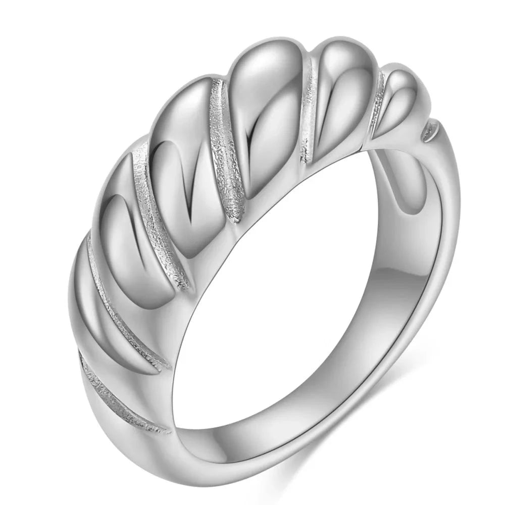 Gold/Silver Stainless Steel Twist Ring For WomenSilver8