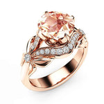 Rose Gold Color Metal Flower Round Rose Stone Ring for WomenDG154015