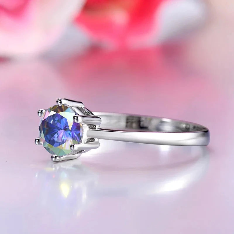Classical Silver Color Round Circle Crystal CZ Finger Ring for Women