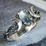 Women's Chic Vintage Ring – Moon & Leaf Band
