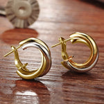 Two-Tone Cross Hoop Earrings for Women
