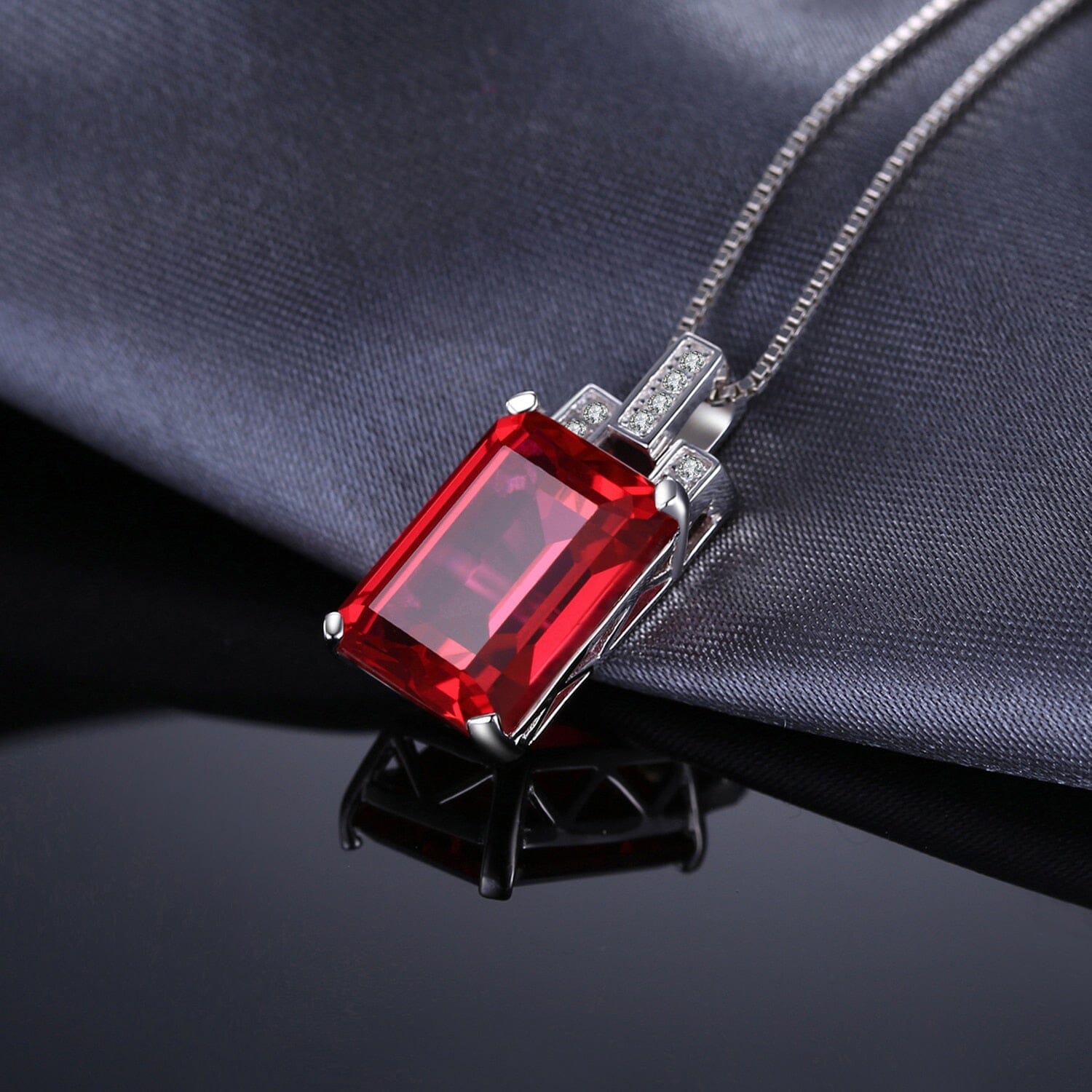9ct Red Ruby 925 Sterling Silver Pendant (No Chain)Pendant