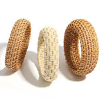 Boho Wood Bamboo Rattan Weave Bracelet