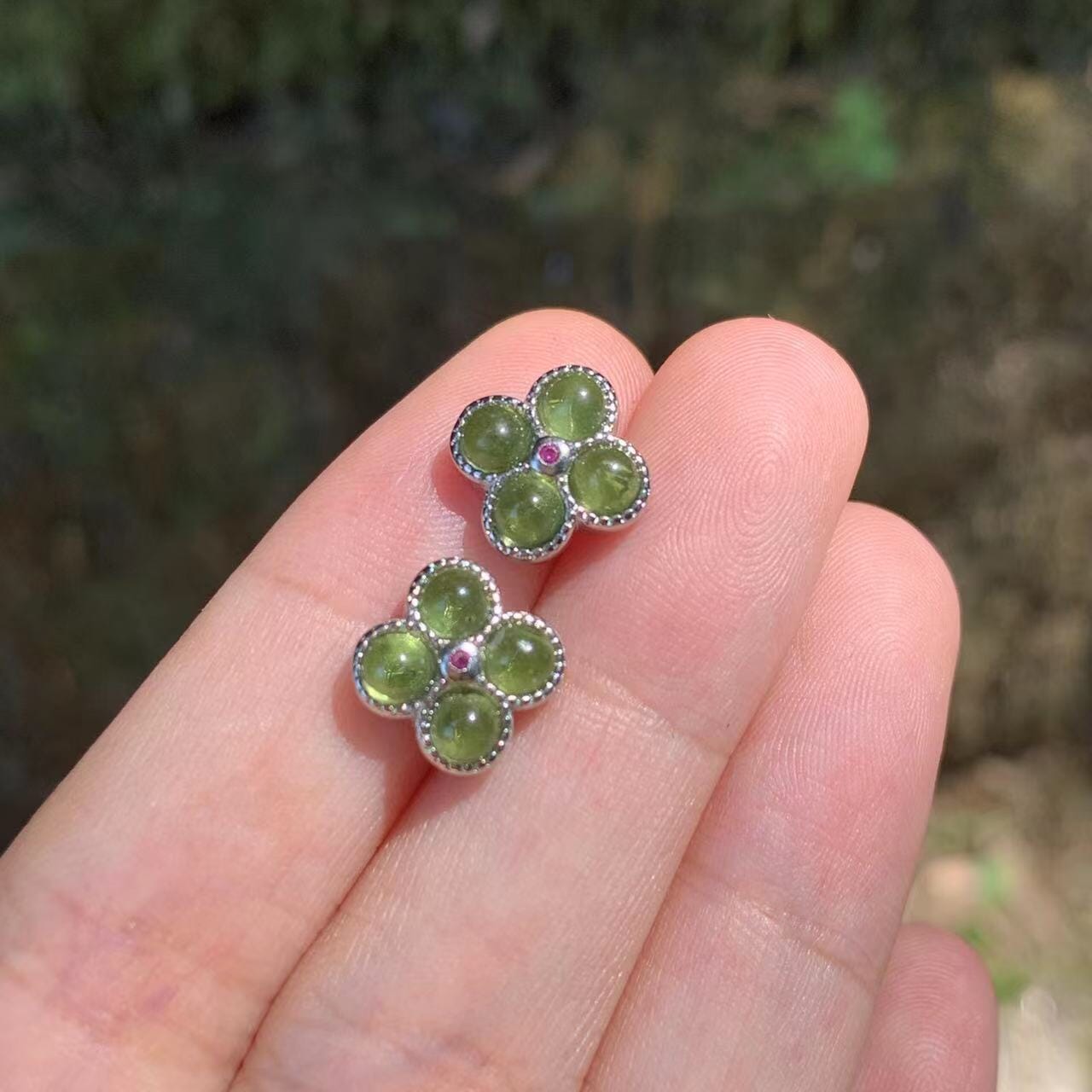 5MM Natural Peridot Stud Earrings For Women Real 925 Sterling Silver Vintage Femme Gift Prevent Allergy Fine Jewelry Stone0