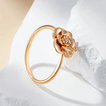 Glossy Metal Flower Rings for Women Fashion 585 Rose Gold