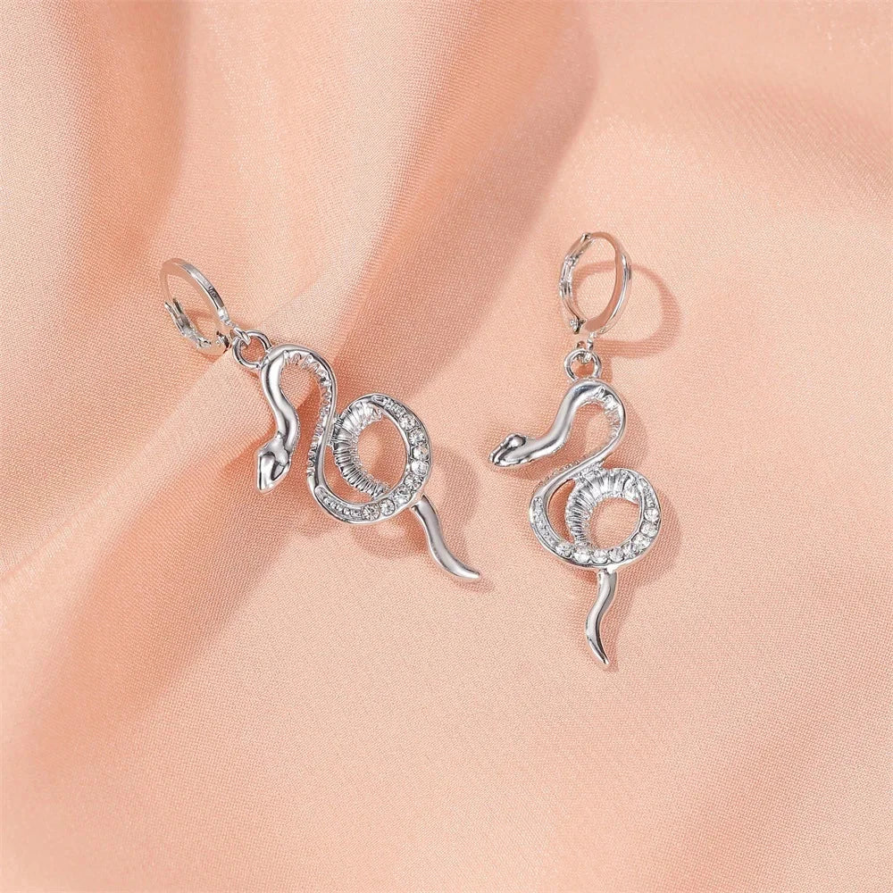 Distorted Geometric Snake Pendant Earrings for Women
