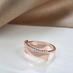 Rose Gold Glossy Natural Zircon Single Row Gold Rings for Women