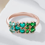 585 Rose Gold Shiny Green Natural Zircon Bride Wedding Rings For Women