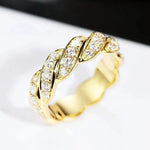 Luxury Gold Crystal CZ Engagement Ring for Women