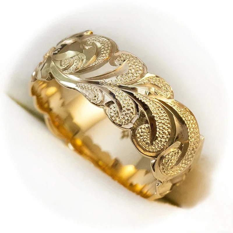 Huitan Boho Floral Gold Ring for Women