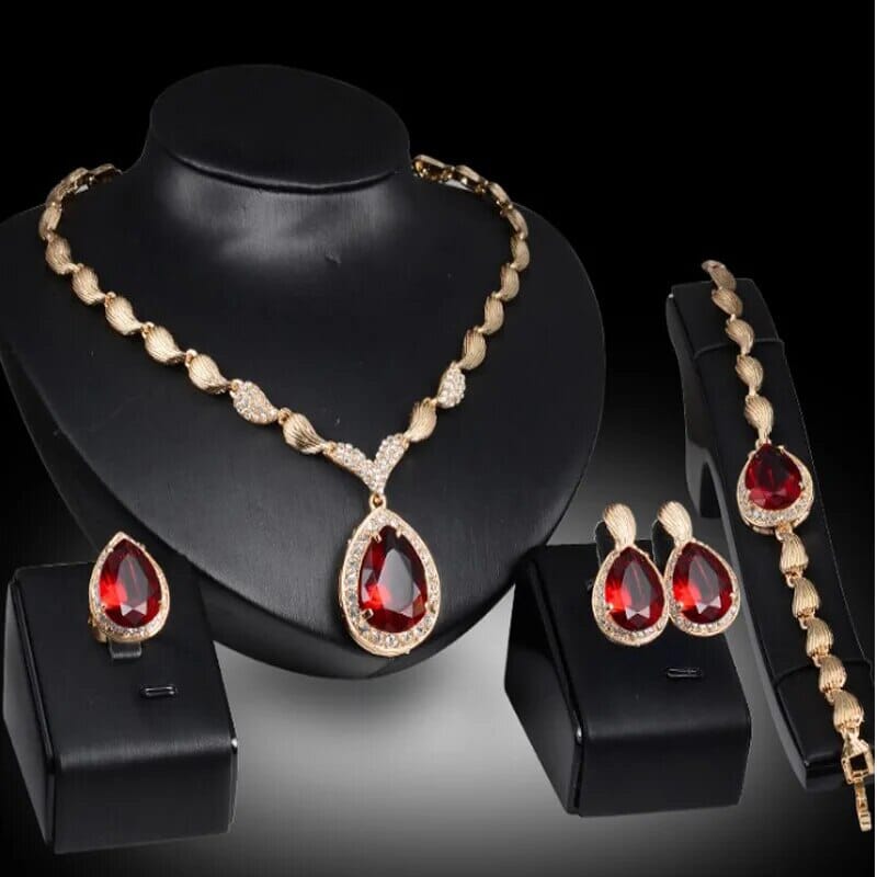 4-piece Drop Clavicle Chain Jewelry SetsJewelry SetsRuby