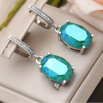 S&Z DESIGN New Fashion Ice Crack Egg Shape Oval Crystal Dangle Earrings For Women 585 Rose Gold Color Cubic Zirconia JewelryWGGR