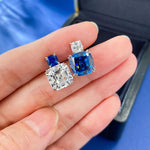 Charms 100% 925 Real Silver 10*10MM Sapphire Lab Diamond Stud Earrings for Women