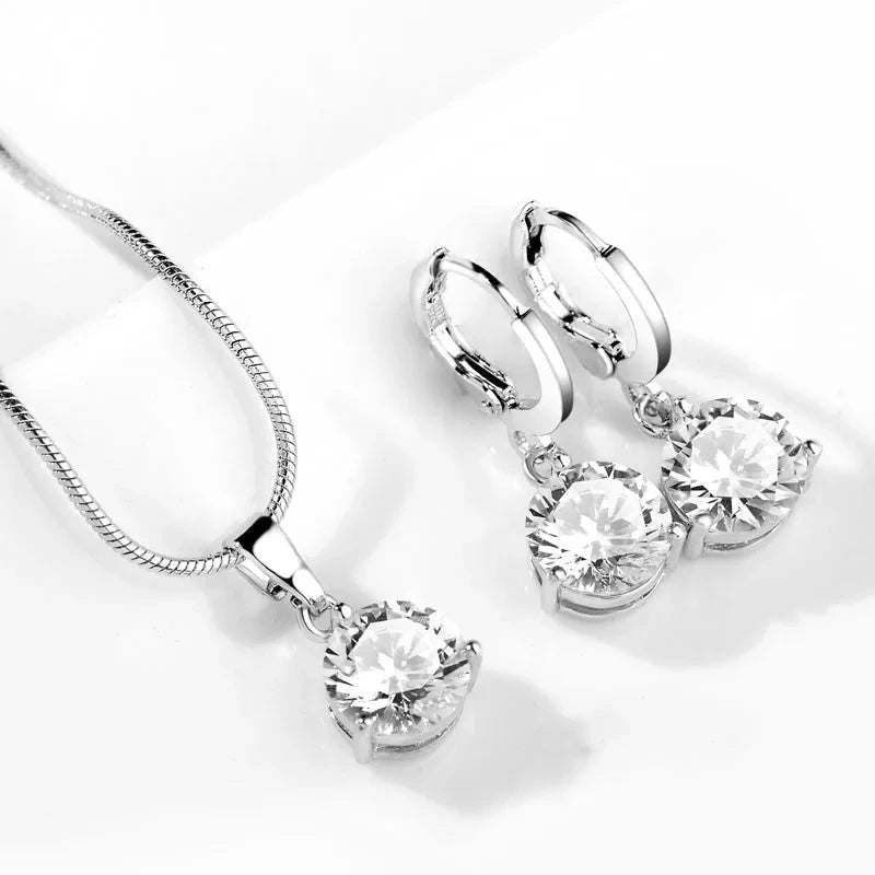 925 Sterling Silver Crystal Set – Necklace & Earrings