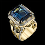 18K Gold Plated Square Sapphire 925 Sterling Silver RingRing6