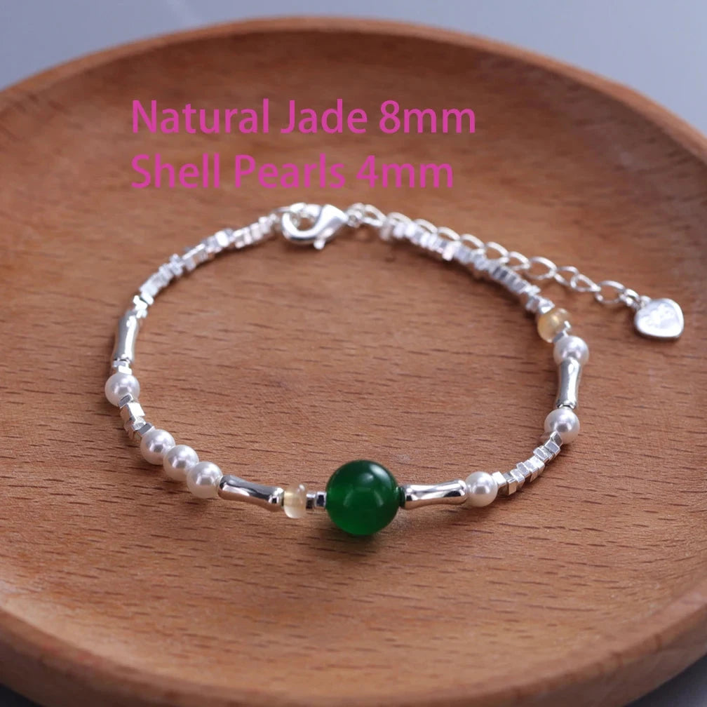 925 Sterling Silver Natural Pearl BraceletYC017