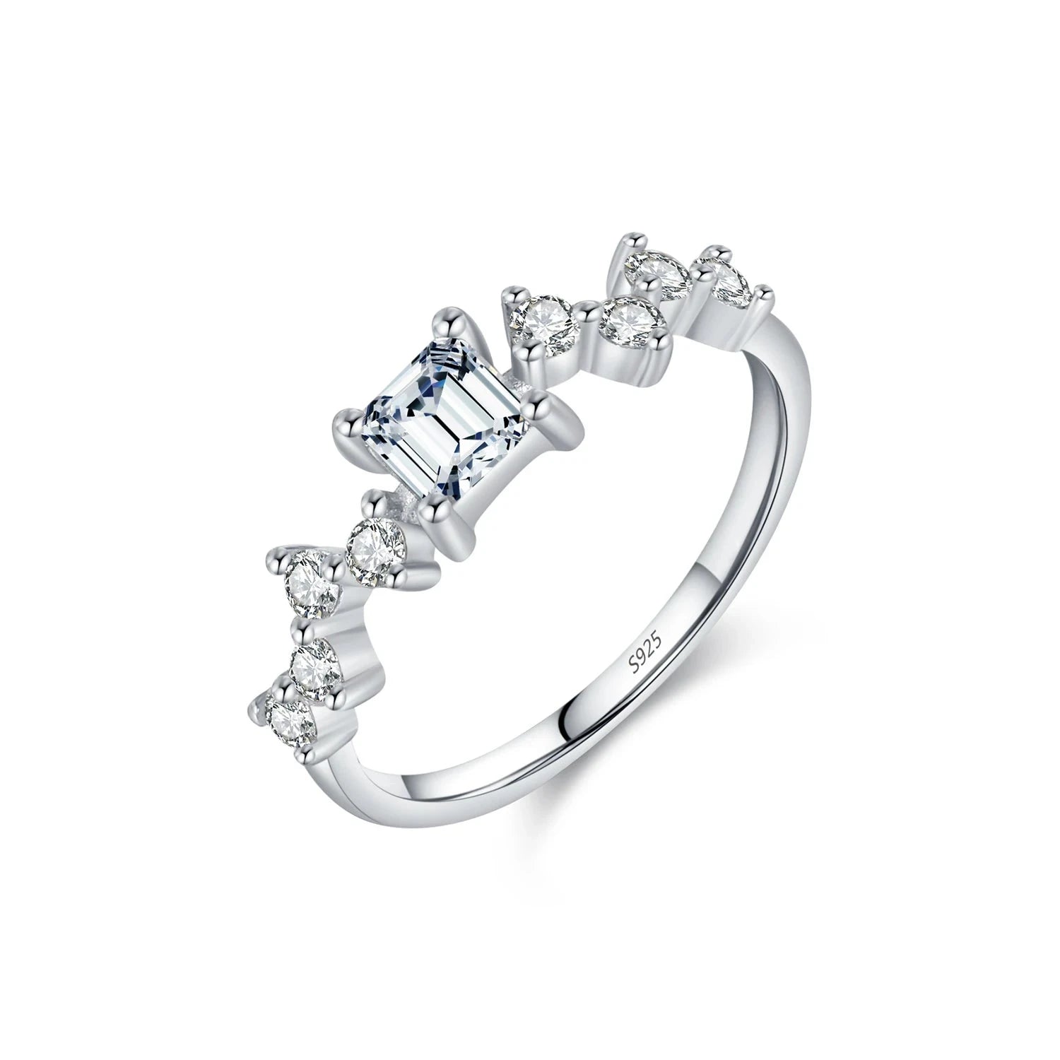 925 Sterling Silver Classic Exquisite Sparkling Square CZ RingRHR17686