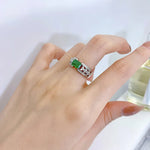 Emerald 10 * 12mm Rectangular Cross border Ring from Europe