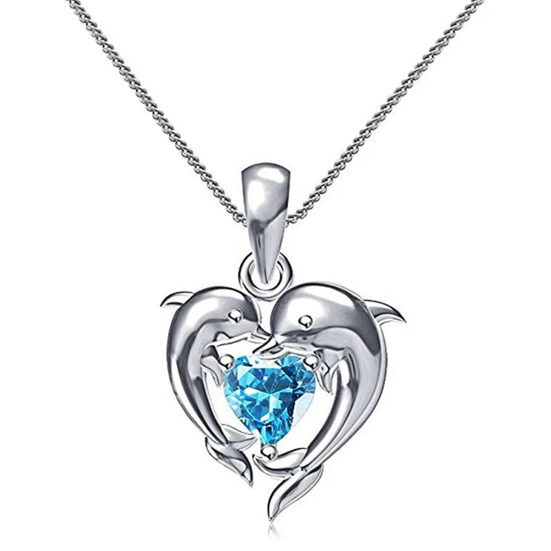 Romantic Love Dolphin Pendant Necklace for Women Exquisite Gift