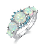 Fire Opal Ring Silver Plated Oval Round Stone RingOJ651110