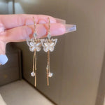 Trend Unique Design Elegant Delicate Zircon Butterfly Tassel Earrings