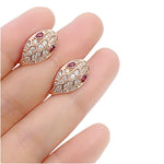 14K Rose Gold Crystal Ruby Snake Head EarringsEarrings