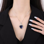 Luxury Vintage 19*20mm Sapphire Pendant Necklace for Women