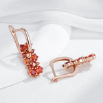 Shiny Red Natural Zircon 585 Rose Gold Drop Earrings For Women