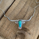 Longhorn Skull Necklace Turquoise60cmSteer Head