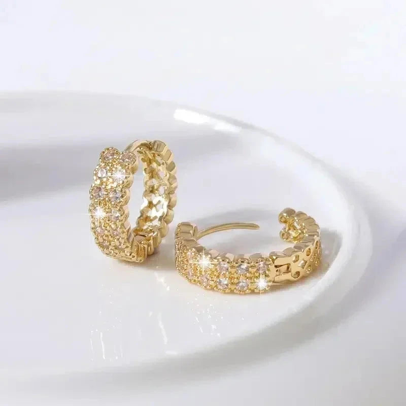 Exquisite CZ Gold Hoop Earrings for Women