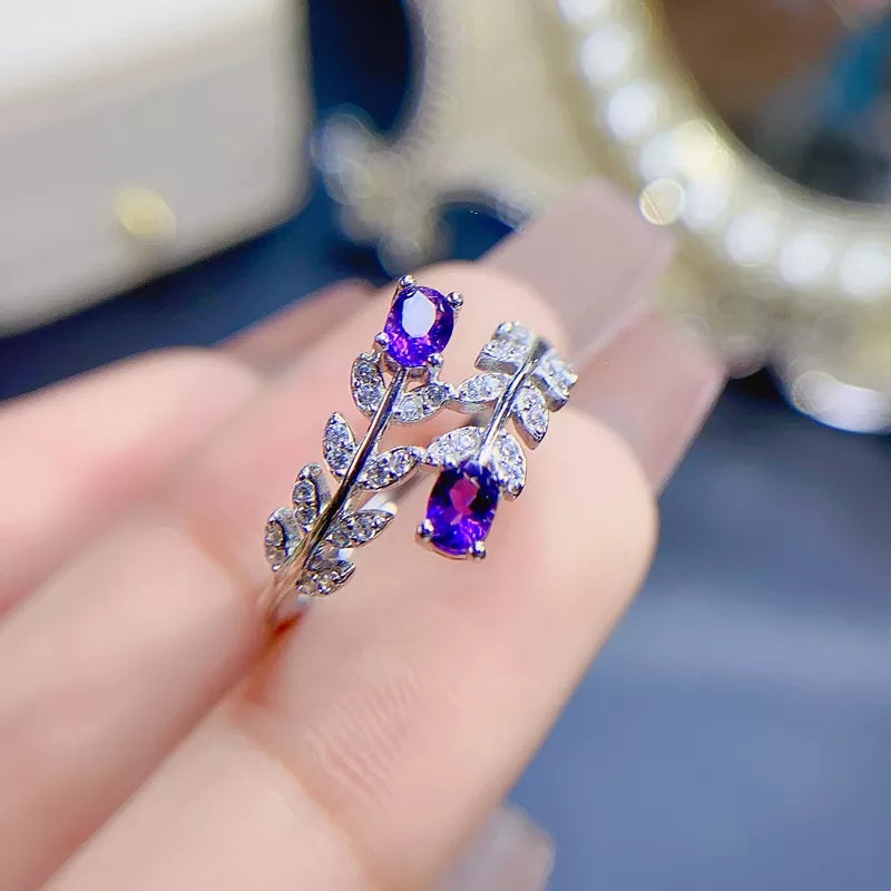 Exquisite 925 Silver Amethyst Ring7.5