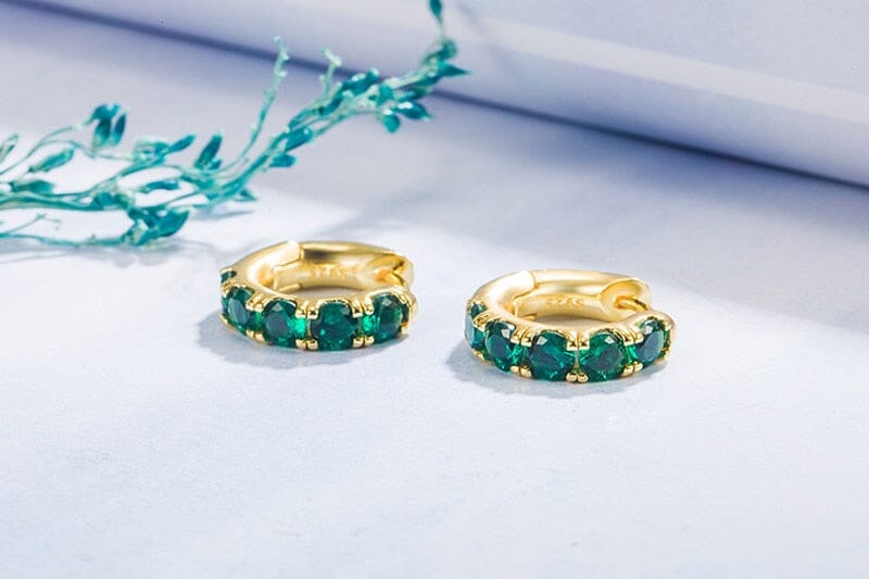 5 Emerald Stones Gold EarringsRing