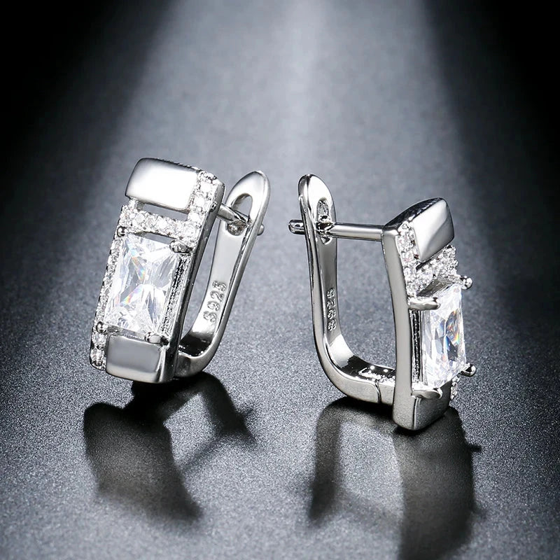Micro Inlay Zircon Square Earrings for Women