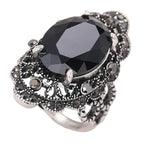 Ethnic Bohemia Blue & Black Caved RingT055810