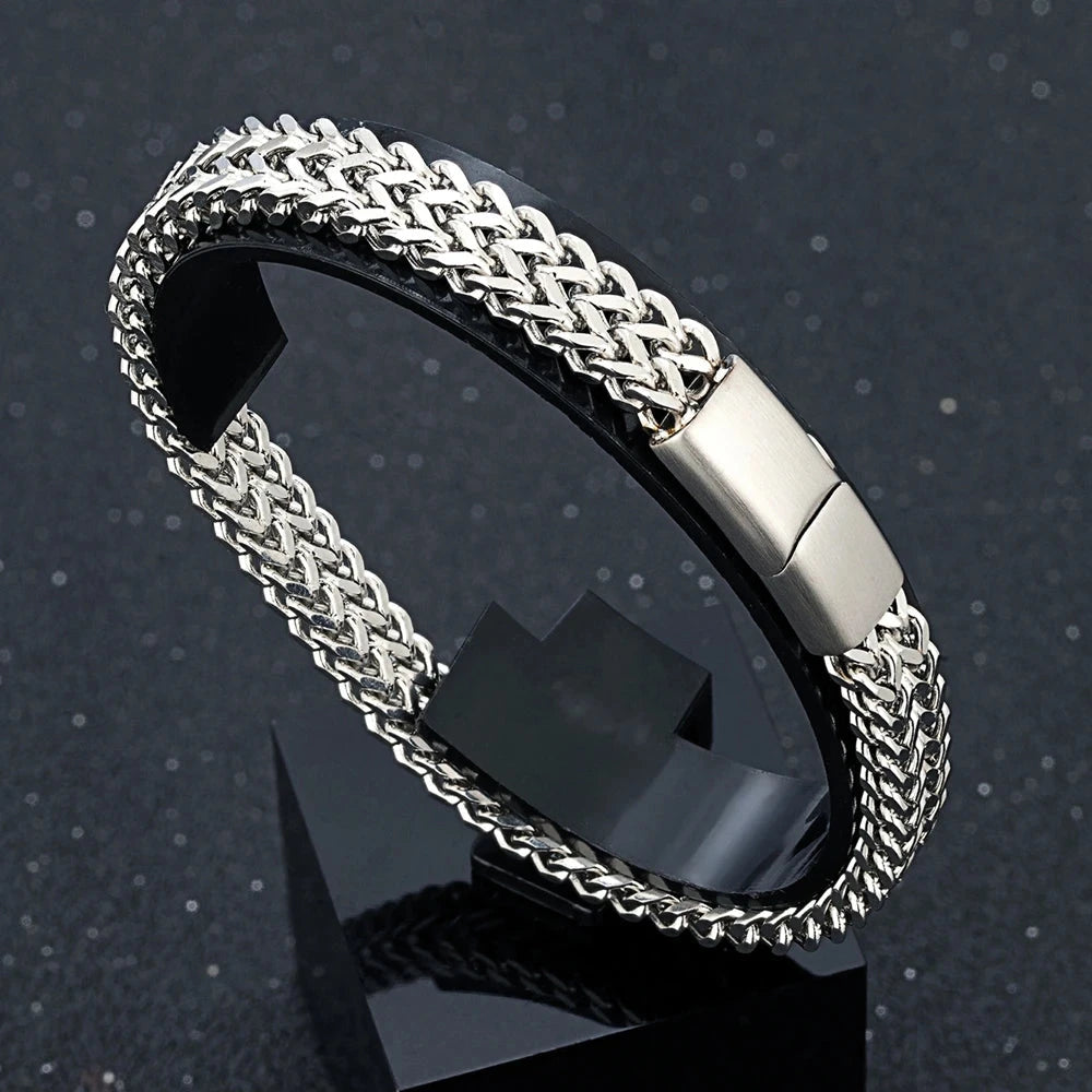 8MM Blue Stainless Steel Curb Chain Bracelet