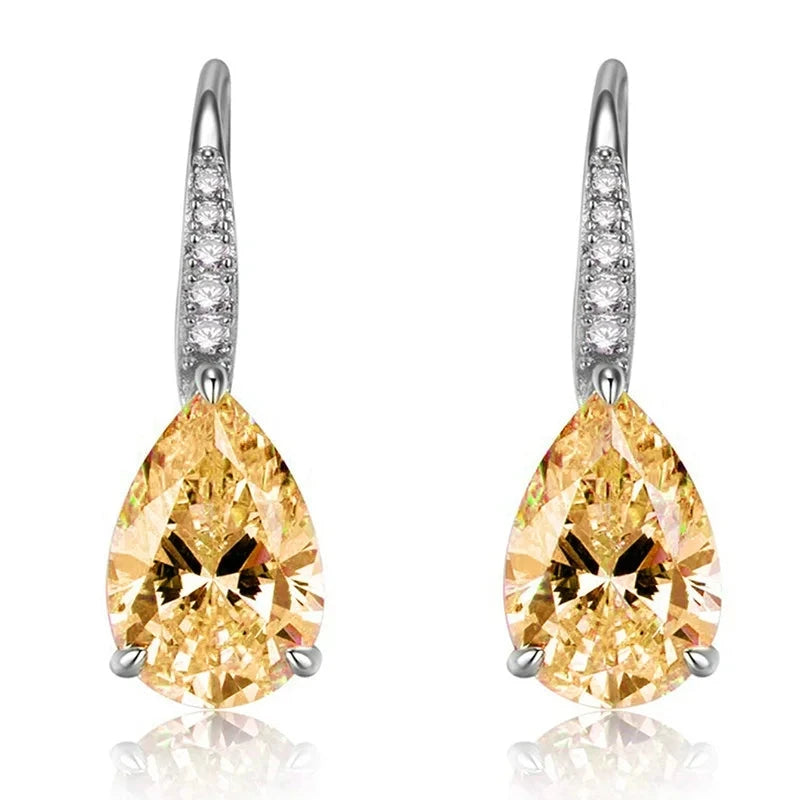 Sweet Pink/Yellow Zircon Dangle Earrings for WomenE2649