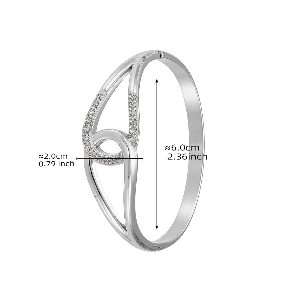 18k Gold Plated Stainless Steel Bracelet Bangles for WomenZ462-Silver-white