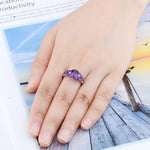 Natural South Africa Amethyst Silver Rings 2.5 Carats Deep Purple Gemstone