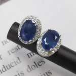 Earrings for Women 100% 925 Sterling Silver Sapphire Stud Earrings