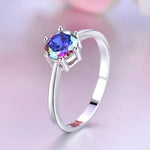 Classical Silver Color Round Circle Crystal CZ Finger Ring for Women