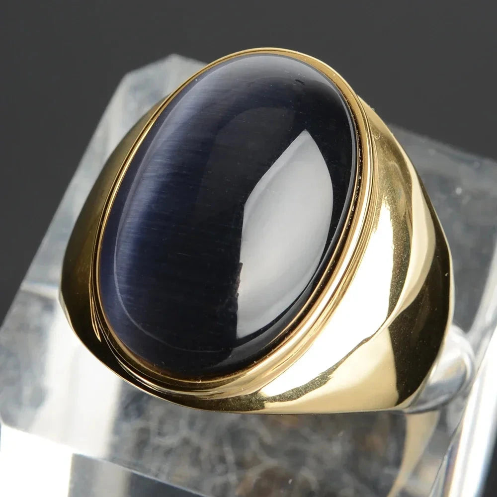 Vintage Gray Cat Eye Stainless Steel RingGray-G12