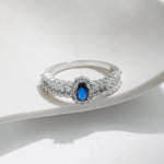 925 Silver Royal Blue Oval CZ Luxury Ring